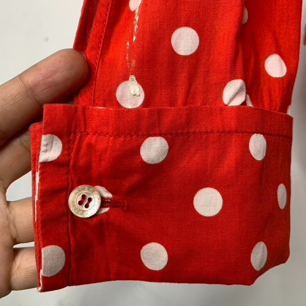 Christian Lacroix Women's Red White Polka Dot Long Sleeve Button Down Shirt 44 - Picture 12 of 15